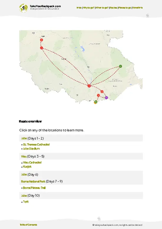 example page 4 from our offline Travel Guide for South Sudan